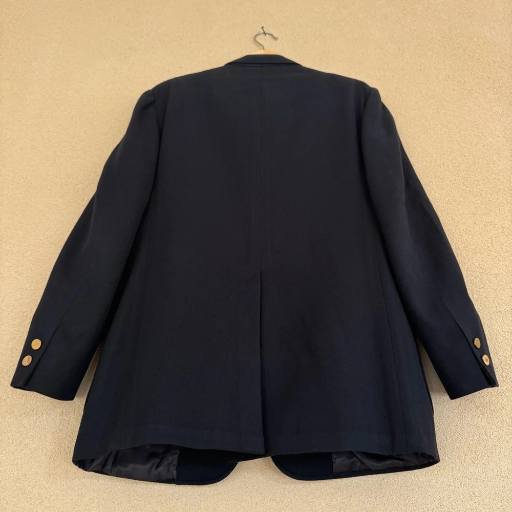 VTG J Press Solid Navy Blue, Wool Flannel Knit, Gold Button Blazer, Made in USA